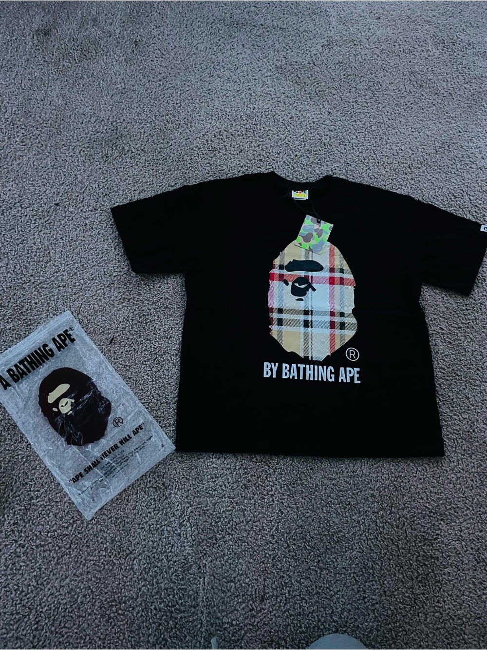 BAPE A Bathing Ape Check By Bathing Tee